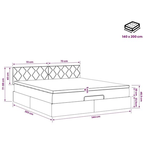  Podesivi krevet s madracem Tamnosiva 140 x 200 cm Tkanina - Tamnosiva 140 x 200 cm Dizajn s rombovima Slike