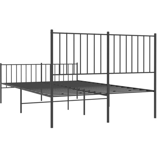  Metalni okvir kreveta uzglavlje i podnožje crni 120x190 cm Slike