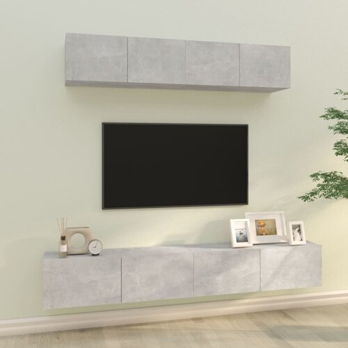 The Living Store Komplet TV omaric 4-delni betonsko siv inženirski les - Komplet TV Omaric, (21373979) Cene