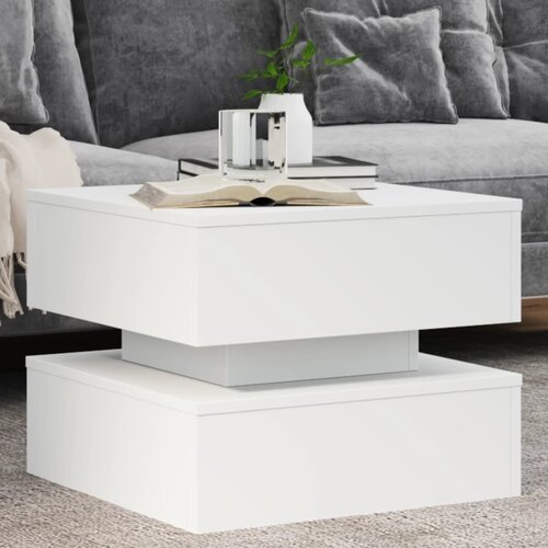 vidaXL Klubska mizica z LED lučkami bela 50x50x40 cm Cene