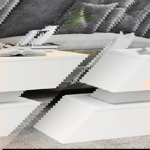 vidaXL Stolić za kavu s LED svjetlima bijeli 50 x 50 x 40 cm Cijene