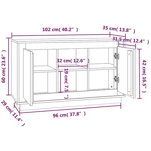  Komoda crna 102 x 35 x 60 cm od konstruiranog drva Slike