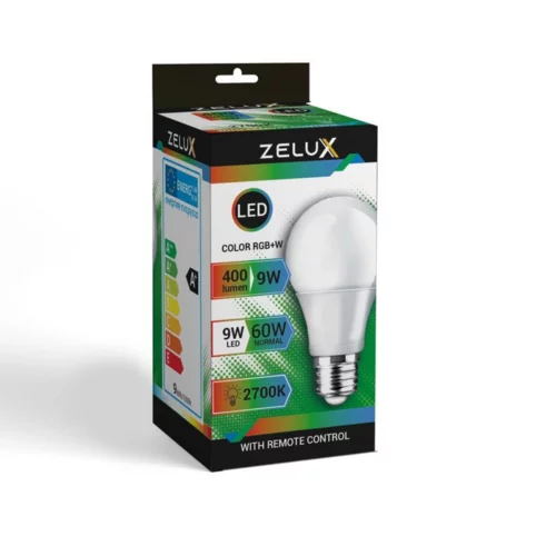Zelux LED sijalka E27 9W A60 RGB z daljinskim upravljalnikom