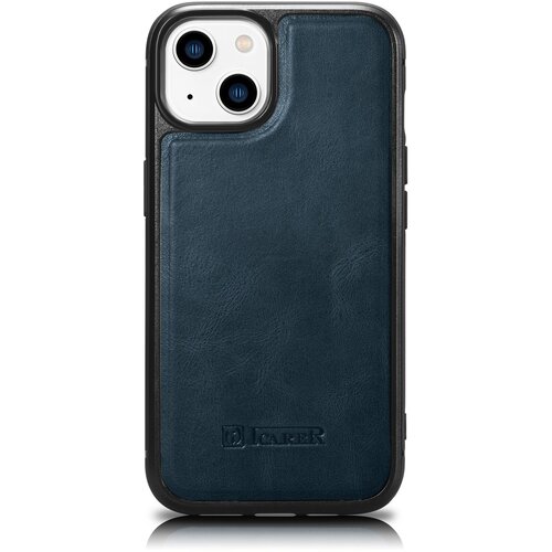 ICARER Etui prevlečen z naravnim usnjem za iPhone 14 Plus Leather Oil Wax, mornarsko moder, (21522011) Slike