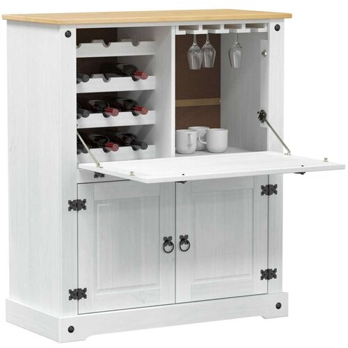  Ormar za vino Bijelo 97 x 45 x 114 cm Čvrsto borovo drvo - Bijelo Slike