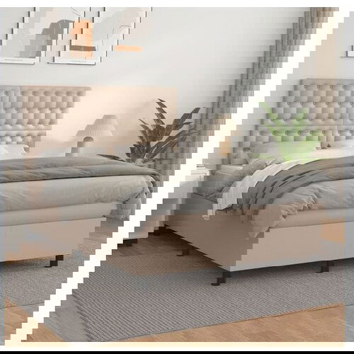 VidaXL Box spring postelja z vzmetnico kapučino 140x190cm um Slike