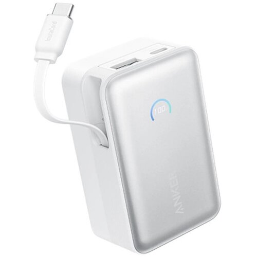 Anker Nano 10000mAh, 45W, sa ugrađenim USB-C kablom na izvlačenje, Power Bank beli Cene