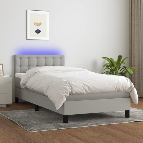 VidaXL Krevet box spring s madracem LED svjetlosivi 80x200 cm tkanina Slike