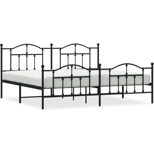 vidaXL Kovinski posteljni okvir z vzglavjem in vznožjem črn 200x200 cm, (20882027) Cene