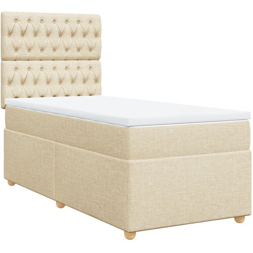 vidaXL Box spring postelja z vzmetnico krem 80x200 cm blago, (21261096) Cene