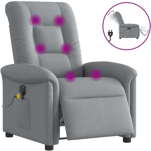 VidaXL Električni masažni naslonjač od tkanine svjetlosivi Slike