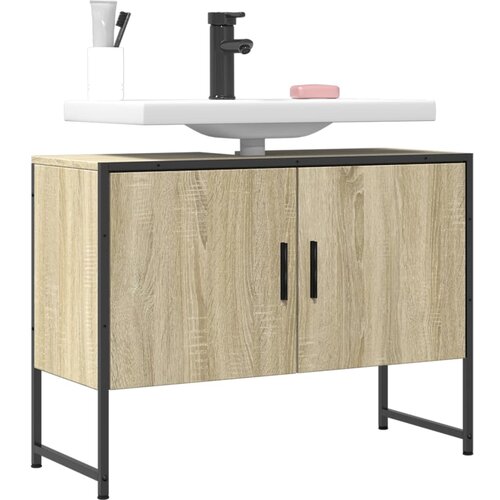 vidaXL Kopalniška omarica za umivalnik sonoma hrast 80x33x60cm inž les Cene