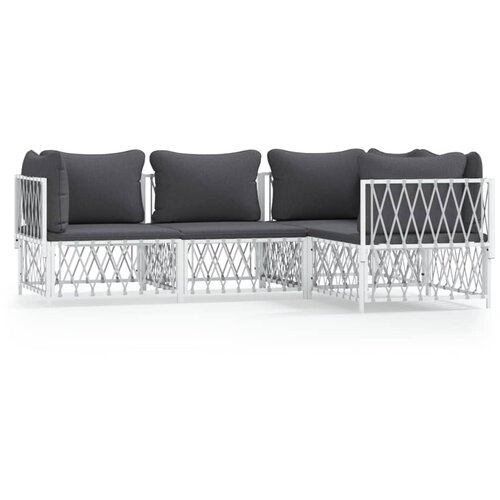 Maison Chic Seti vrtnega pohi&amp;scaron;tva - Vrtna garnitura - Vrtni pohi&amp;scaron;tvo set 4-delna z blazinami belo jeklo, (21809502) Slike