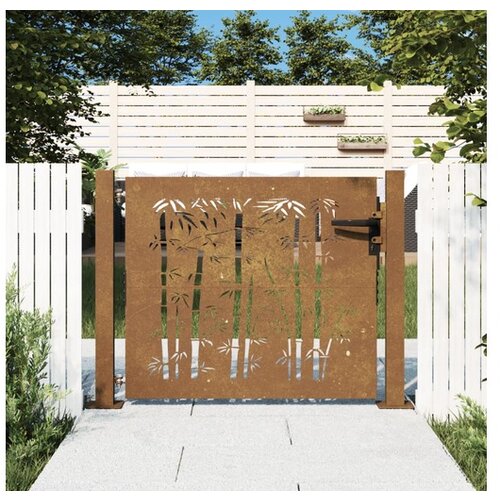 vidaXL Vrtna vrata 105x80 cm Corten jeklo dizajn bambusa Cene