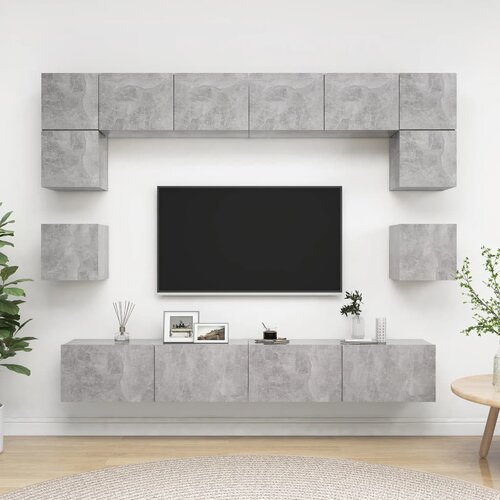 The Living Store Komplet TV omaric 8-delni betonsko siva iverna plošča - Komplet TV Omaric, (21374304) Cene