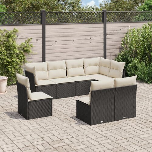 vidaXL 8-dijelni set vrtnih sofa od poliratana s jastucima crni Cijene