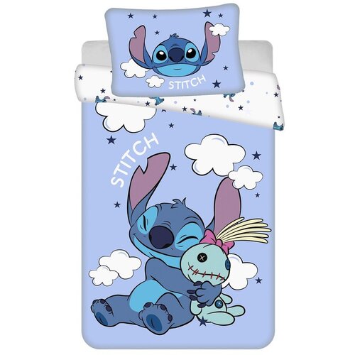 Jerry Fabrics Modra bombažna otro&scaron;ka posteljnina za otro&scaron;ko posteljico 100x135 cm Lilo & Stitch "Clouds" &ndash; Cene