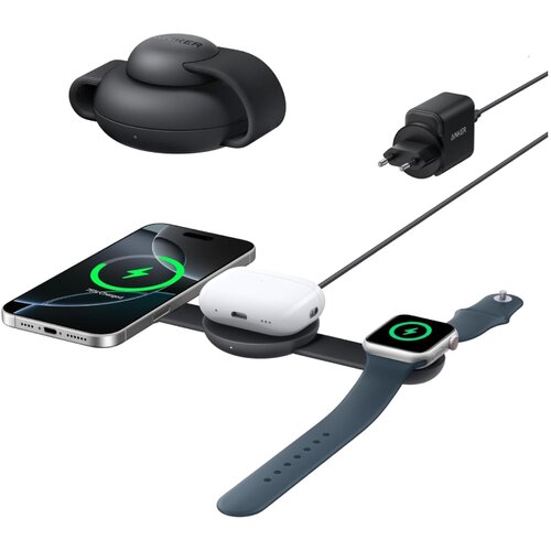 Anker MagGo Bežični 3u1 sklopivi punjač, crni Slike