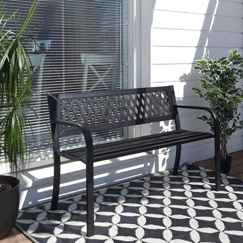 ProGarden Roma metalna vrtna klupa za dve osebe 119 &times; 50 &times; 75 cm &ndash; črna Cene