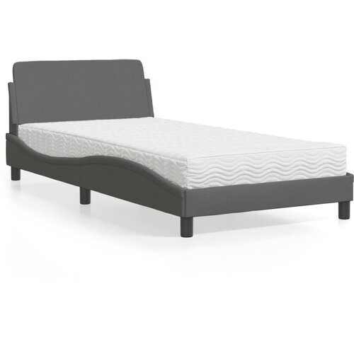  Krevet s madracem Dover tamnosivi 100 x 200 cm od tkanine Cene