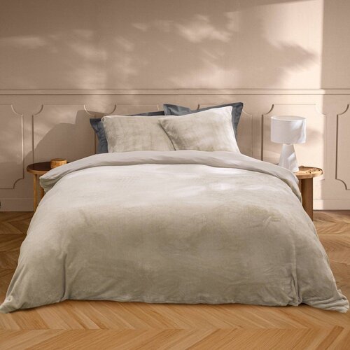 Douceur d int&amp;eacute;rieur Bež 3-delna posteljnina za zakonsko posteljo/podalj&amp;scaron;ana iz mikroflanele 240x220 cm Flanou &amp;ndash; Slike