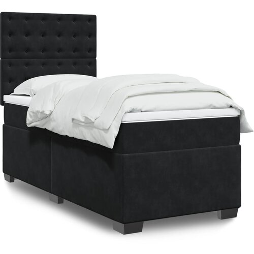 vidaXL Box spring postelja z vzmetnico črna 100x200 cm žamet Cene