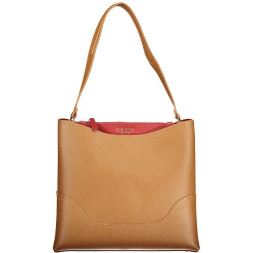  ženska bucket torba za rame 34x30x12 cm smeđa s crvenim detaljima Slike