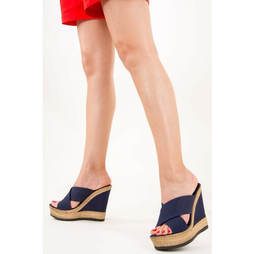 Fox Shoes Navy Blue Women's Slippers Cene