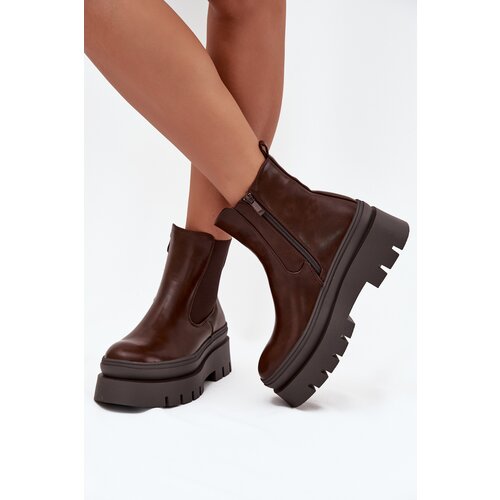 Boto Insulated women's ankle boots on platform chocolate Ismira Cene