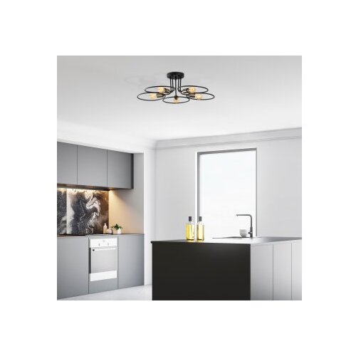 Opviq Vislica CIRCO 1346, crna, metal, 73 x 73 cm, visina 22 cm, 5 x E27 40 W, Circle - 1346 Slike