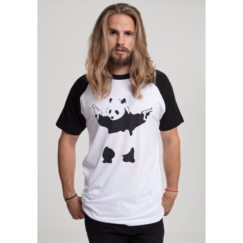 Merchcode Brandalised - Banksy ́s Graffiti Panda Raglan Tee wht/blk Cene