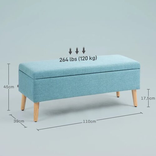  Klupa za odlaganje do 220 kg izgled lana 110x39x45 cm plava Slike