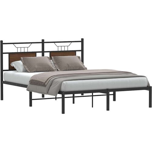  Posteljni okvir brez vzmetnice hrast 137x190 cm inženirski les, (21829286) Slike