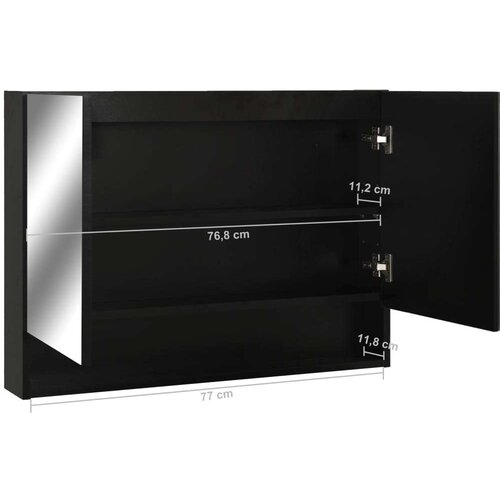 VidaXL lED kupaonski ormarić s ogledalom crni 80 x 15 x 60 cm MDF Slike