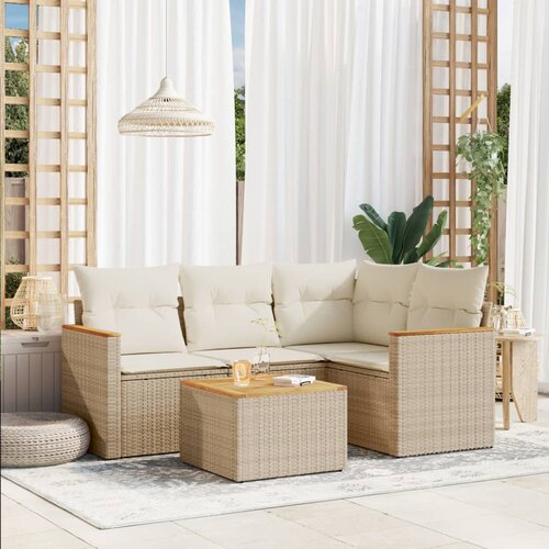  5-dijelni vrtni set sofa s jastucima bež od poliratana 62 x 62 x 69 cm Cene
