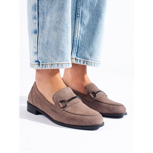 SHELOVET Suede women's loafers dark beige Cijene