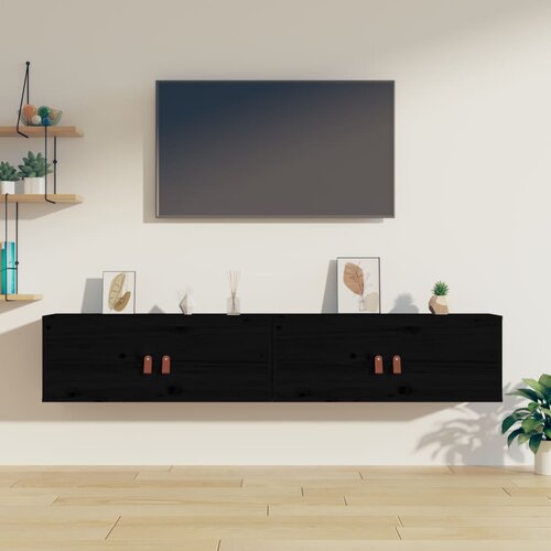 vidaXL Zidni ormarići 2 kom crni 80 x 30 x 30 cm od masivne borovine Cijene