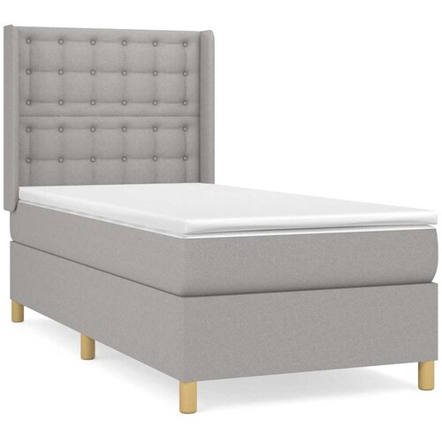 Box spring krevet s madracem svjetlosivi 90x190 cm od tkanine Slike
