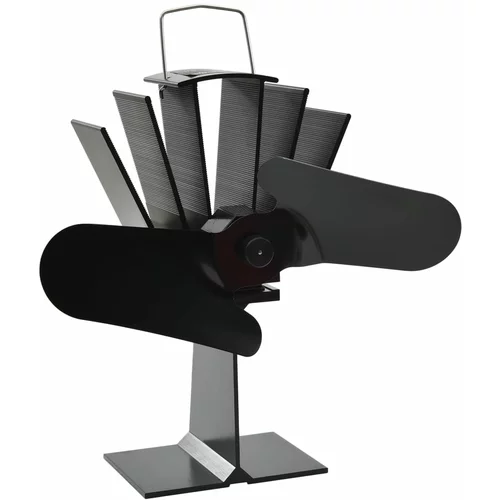 vidaXL Ventilator za kamin na toploto z 2 kriloma črn, (21222569)