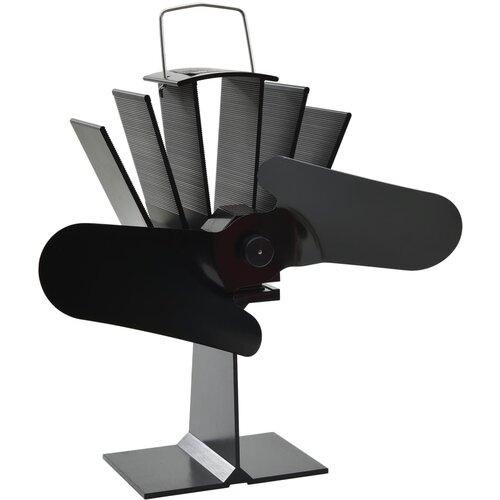VidaXL Ventilator za peć na toplinski pogon s 2 lopatice crni Slike