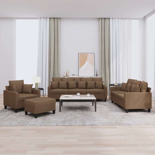  4-dijelni set sofa s jastucima smeđi od tkanine Cijene