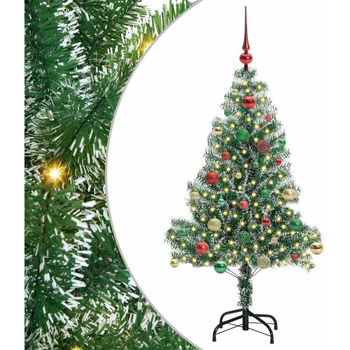  Umjetno Božićno Drvo s Snježnim Flokom i LED Svjetlom 150 cm Slike