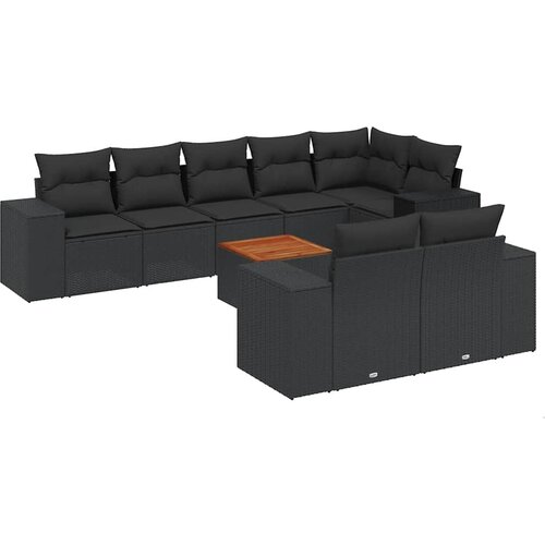  9-dijelni set vrtnih sofa s jastucima crni od poliratana Crna 83 x 62 x 69 cm Slike