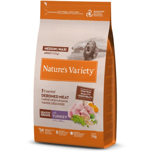 Nature's Variety Healthy Grains Dog Med/Max Adult - puran 3 kg Cene