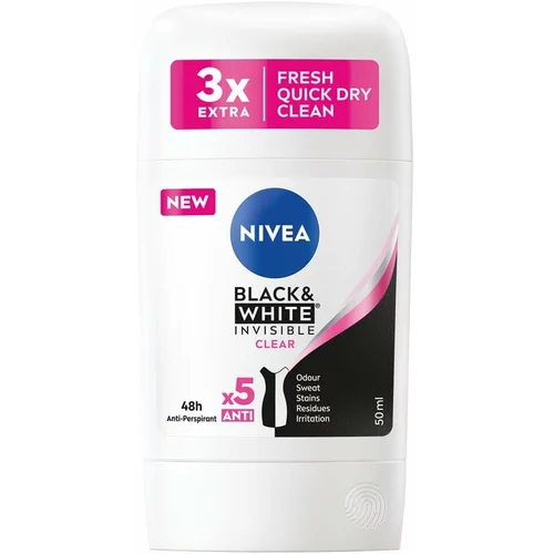 Nivea Black & White Invisible Clear 48h antiperspirant koji ne ostavlja tragove na odjeći 50 ml za ženske