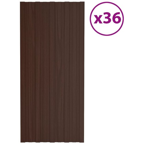 vidaXL Strešni paneli 36 kosov pocinkano jeklo rjavi 100x45 cm Cene