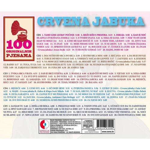 CROATIA RECORDS Crvena Jabuka - 100 Originalnih Pjesama Slike