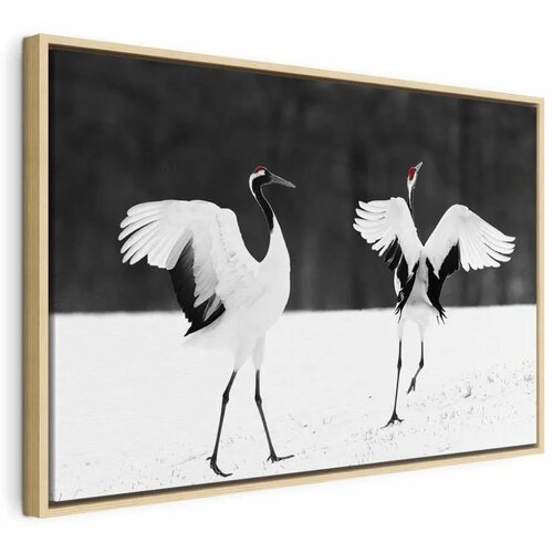  Slika - Dancing Cranes (1 Part) Wide 90x60 U prirodnom drvenom okviru Cene