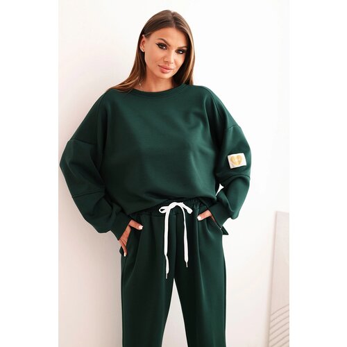 Kesi Włoski Women's set with a loose sweatshirt and pants with the word LOVE dark green Cene