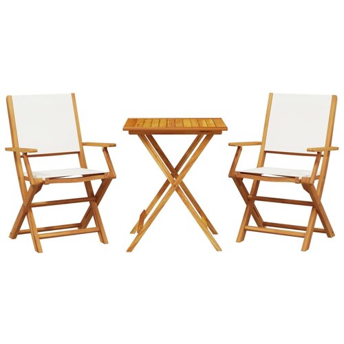  3-dijelni bistro set od tkanine i masivnog drva krem bijelim Slike